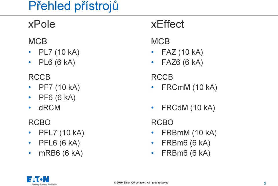 (6 ka) xeffect MCB FAZ (10 ka) FAZ6 (6 ka) RCCB FRCmM (10