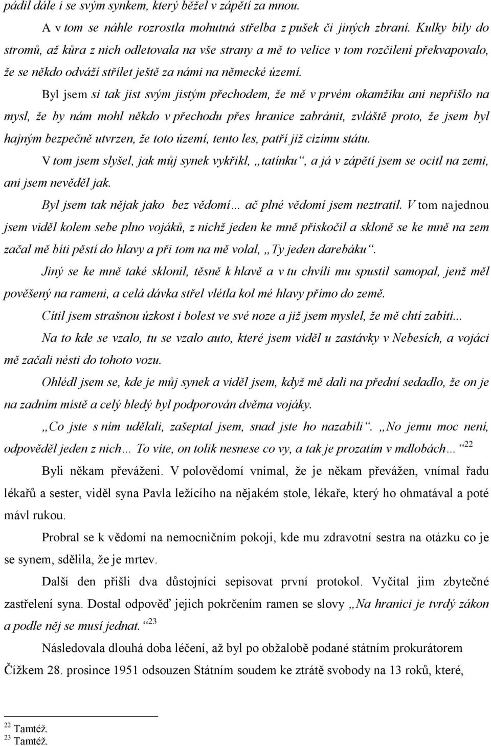 Byl jsem si tak jist svým jistým přechodem, že mě v prvém okamžiku ani nepřišlo na mysl, že by nám mohl někdo v přechodu přes hranice zabránit, zvláště proto, že jsem byl hajným bezpečně utvrzen, že