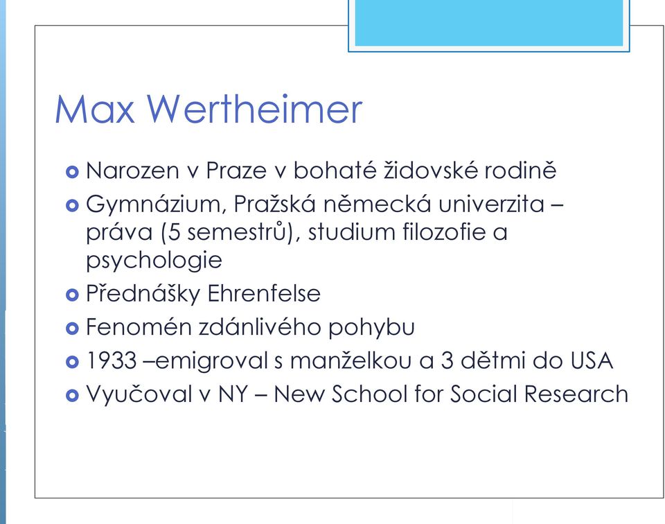 psychologie Přednášky Ehrenfelse Fenomén zdánlivého pohybu 1933