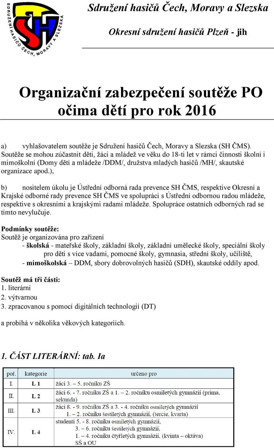 Soutěže se mohou zúčastnit děti, žáci a mládež ve věku do 18-ti let v rámci činnosti školní i mimoškolní (Domy dětí a mládeže /DDM/, družstva mladých hasičů /MH/, skautské organizace apod.