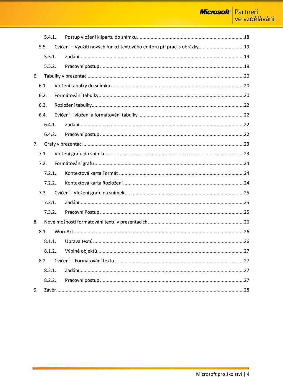 .. 22 7. Grafy v prezentaci... 23 7.1. Vložení grafu do snímku... 23 7.2. Formátování grafu... 24 7.2.1. Kontextová karta Formát... 24 7.2.2. Kontextová karta Rozložení... 24 7.3. Cvičení - Vložení grafu na snímek.