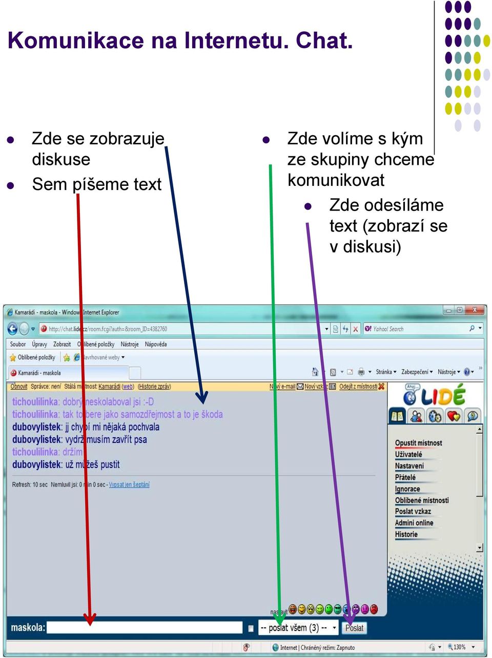 text Zde volíme s kým ze skupiny chceme