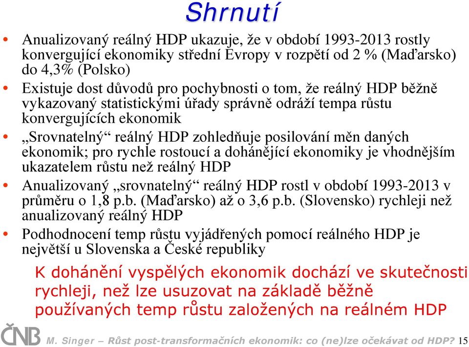 ekonomiky je vhodnějším ukazatelem růstu než reálný HDP Anualizovaný srovnatelný reálný HDP rostl v obd