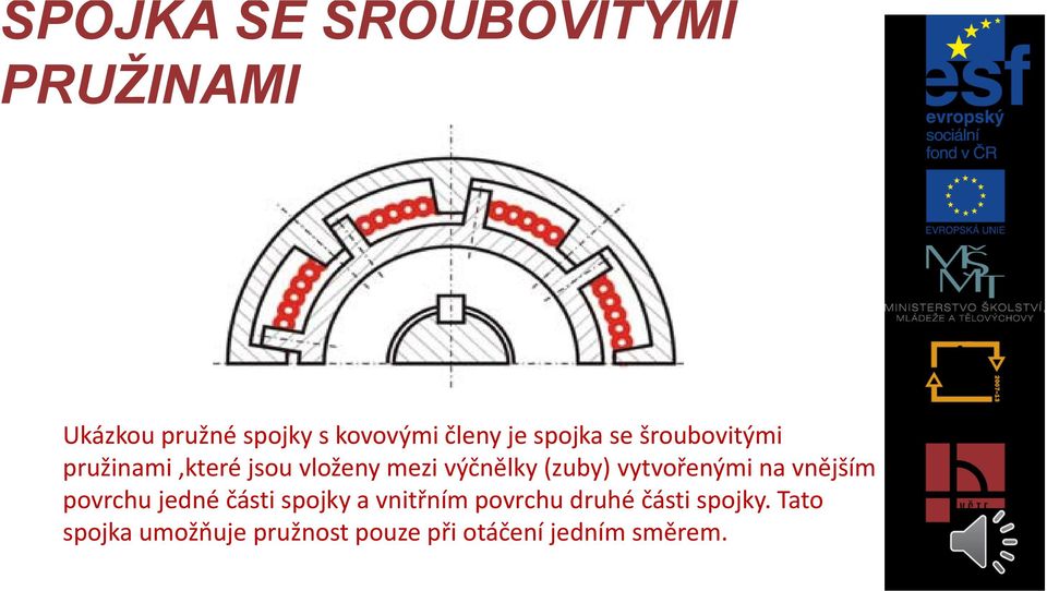 vytvořenými na vnějším povrchu jedné části spojky a vnitřním povrchu druhé