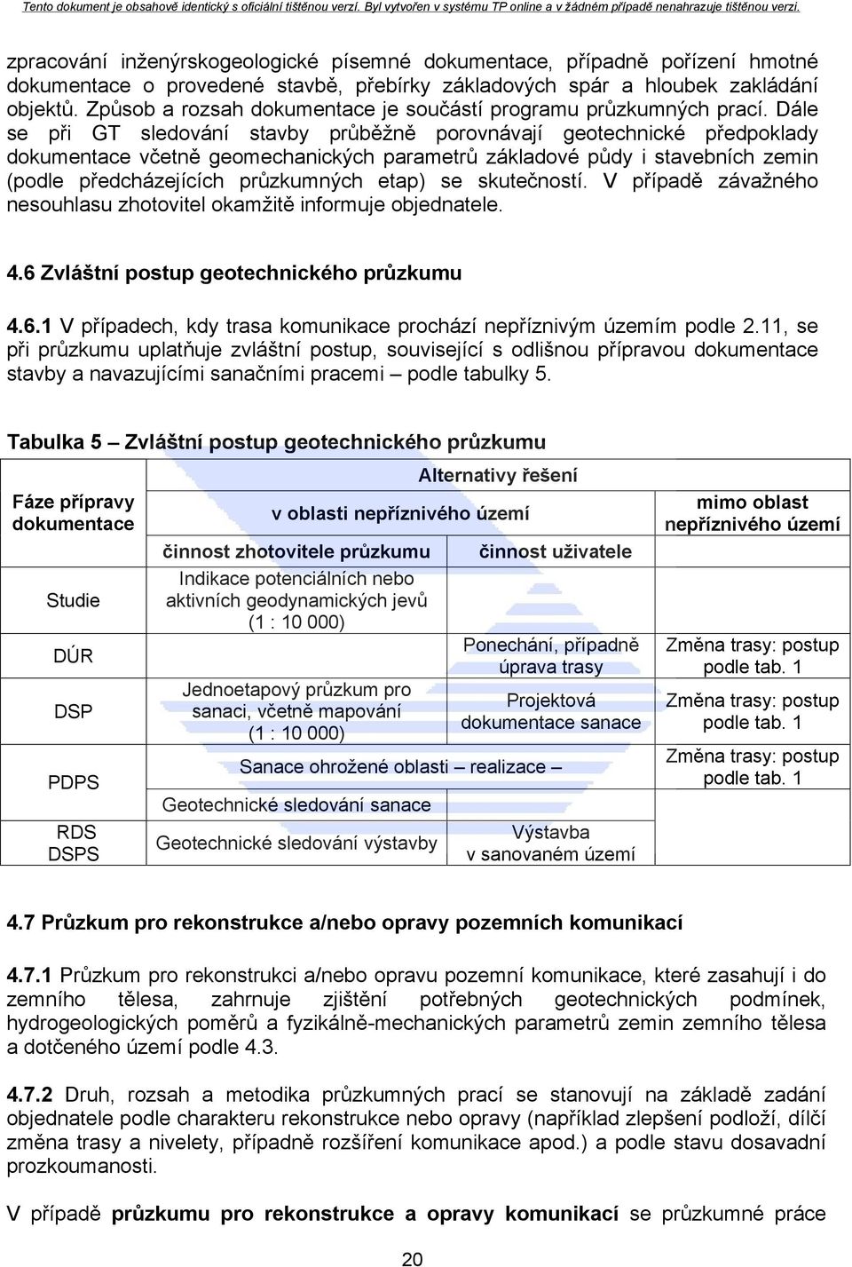 Dále se při GT sledování stavby průběžně porovnávají geotechnické předpoklady dokumentace včetně geomechanických parametrů základové půdy i stavebních zemin (podle předcházejících průzkumných etap)