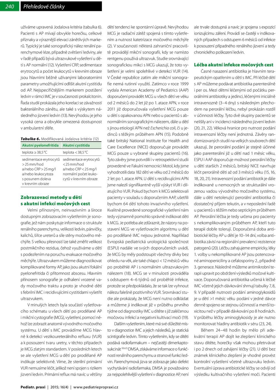 Vyšetření CRP, sedimentace erytrocytů a počet leukocytů v krevním obraze jsou hlavními běžně užívanými laboratorními parametry umožňujícími odlišit akutní cystitidu od AP.