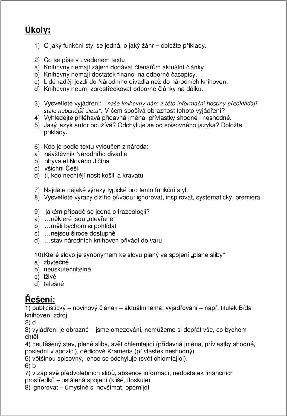 Pracovní list 5 Funkční styl publicistický - PDF Stažení zdarma