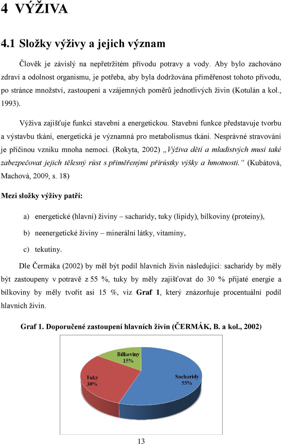, 1993). Výţiva zajišťuje funkci stavební a energetickou. Stavební funkce představuje tvorbu a výstavbu tkání, energetická je významná pro metabolismus tkání.