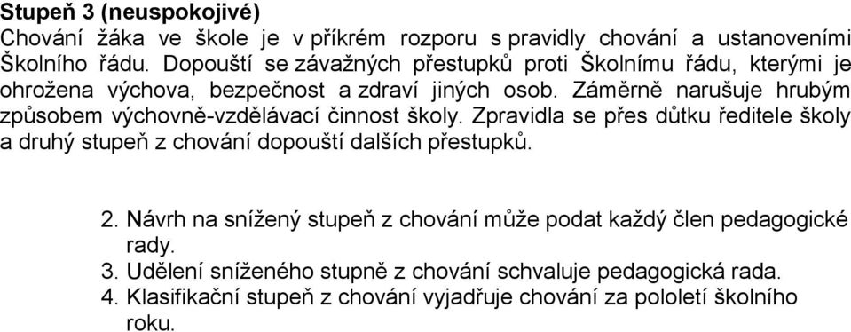 Záměrně narušuje hrubým způsobem výchovně-vzdělávací činnost školy.