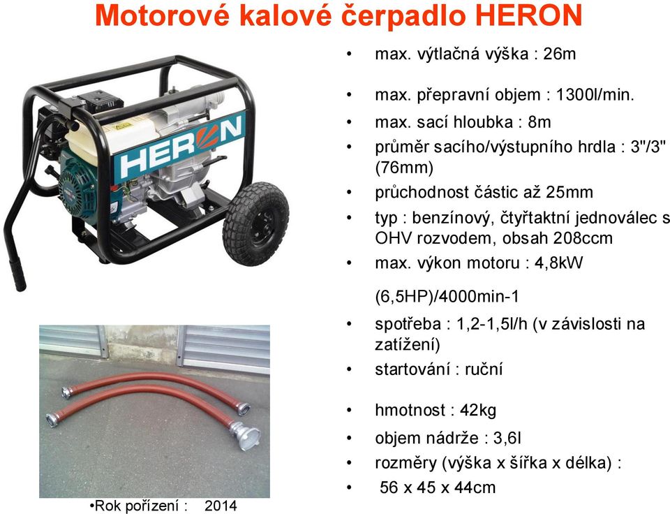 přepravní objem : 1300l/min. max.