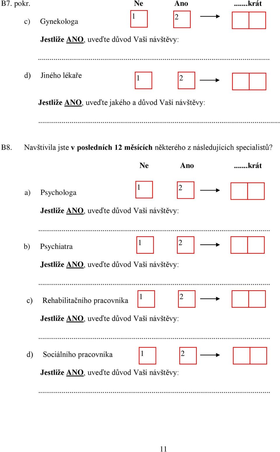 Navštívila jste v posledních měsících některého z následujících specialistů?