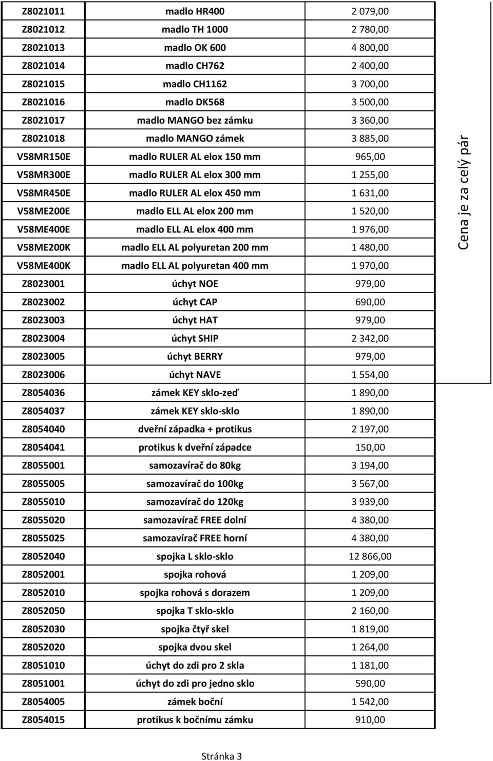 madlo ELL AL elox 200 mm 1520,00 V58ME400E madlo ELL AL elox 400 mm 1976,00 V58ME200K madlo ELL AL polyuretan 200 mm 1480,00 V58ME400K madlo ELL AL polyuretan 400 mm 1970,00 Z8023001 úchyt NOE 979,00