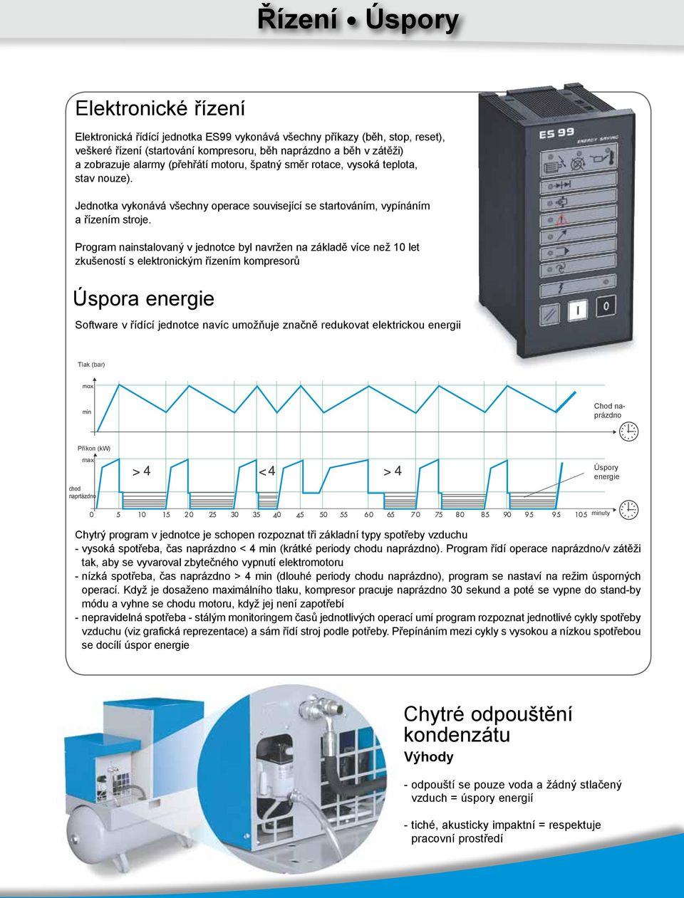 Program nainstalovaný v jednotce byl navržen na základě více než 10 let zkušeností s elektronickým řízením kompresorů Úspora energie Software v řídící jednotce navíc umožňuje značně redukovat