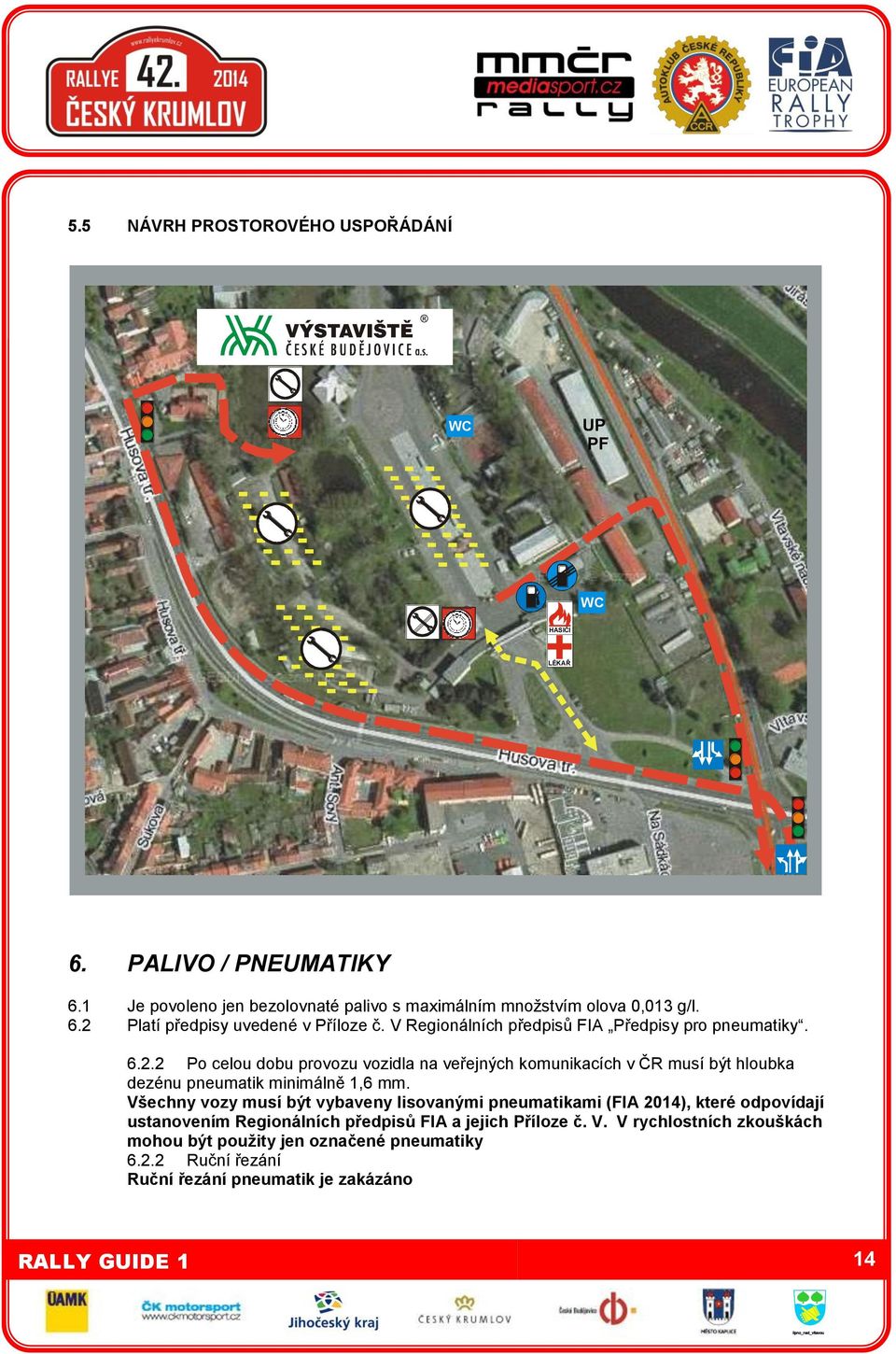 Všechny vozy musí být vybaveny lisovanými pneumatikami (FIA 2014), které odpovídají ustanovením Regionálních předpisů FIA a jejich Příloze č. V.