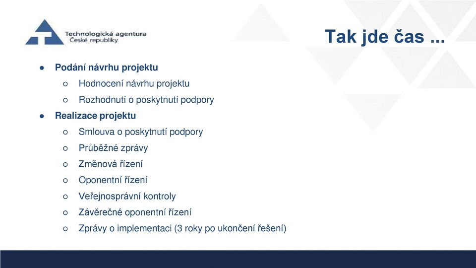 poskytnutí podpory Realizace projektu Smlouva o poskytnutí podpory