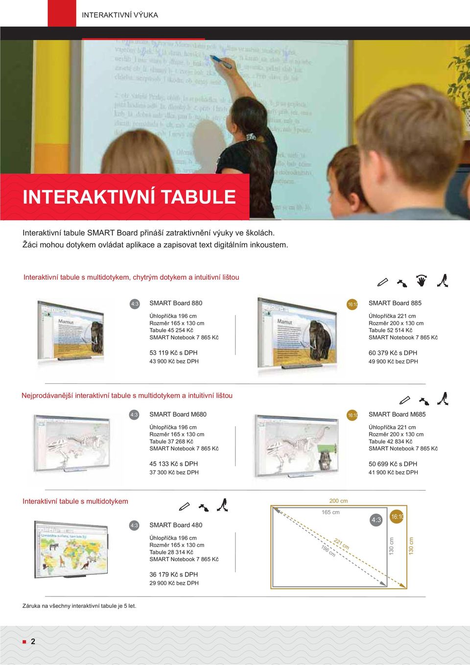 Tabule 52 514 Kč 53 119 Kč s DPH 43 900 Kč bez DPH 60 379 Kč s DPH 49 900 Kč bez DPH Nejprodávanější interaktivní tabule s multidotykem a intuitivní lištou SMART Board M680 SMART Board M685