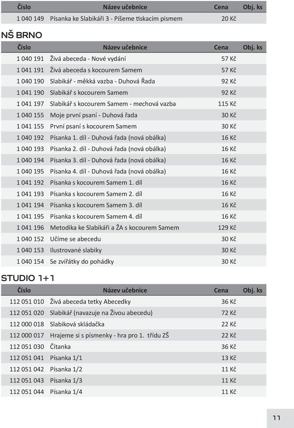 Samem 30 Kč 1 040 192 Písanka 1. díl - Duhová řada (nová obálka) 16 Kč 1 040 193 Písanka 2. díl - Duhová řada (nová obálka) 16 Kč 1 040 194 Písanka 3.