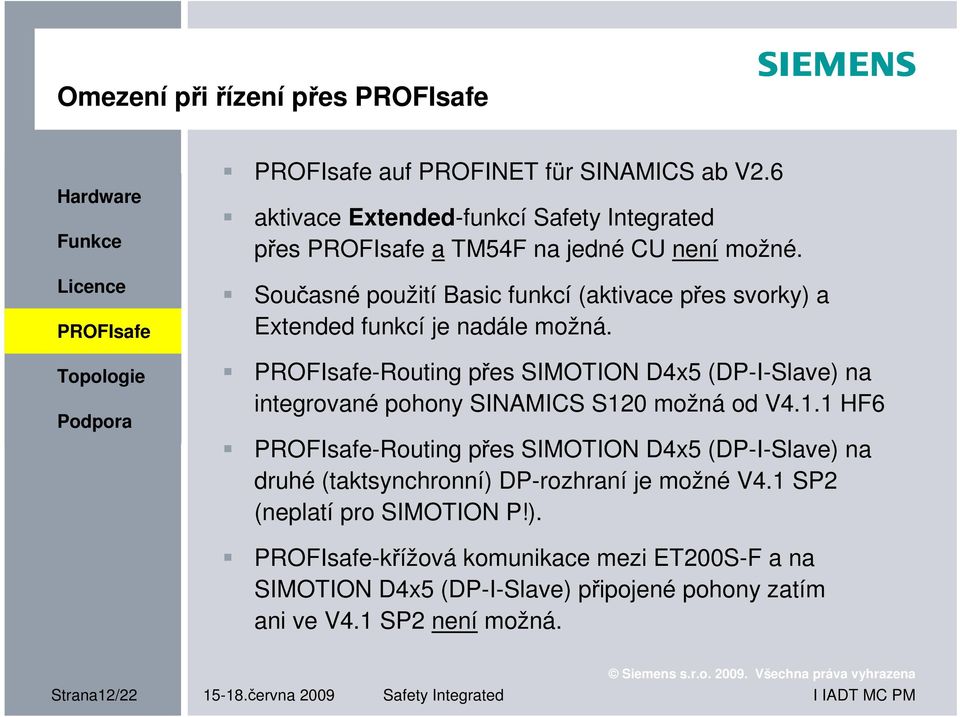 -Routing přes SIMOTION D4x5 (DP-I-Slave) na integrované pohony SINAMICS S12