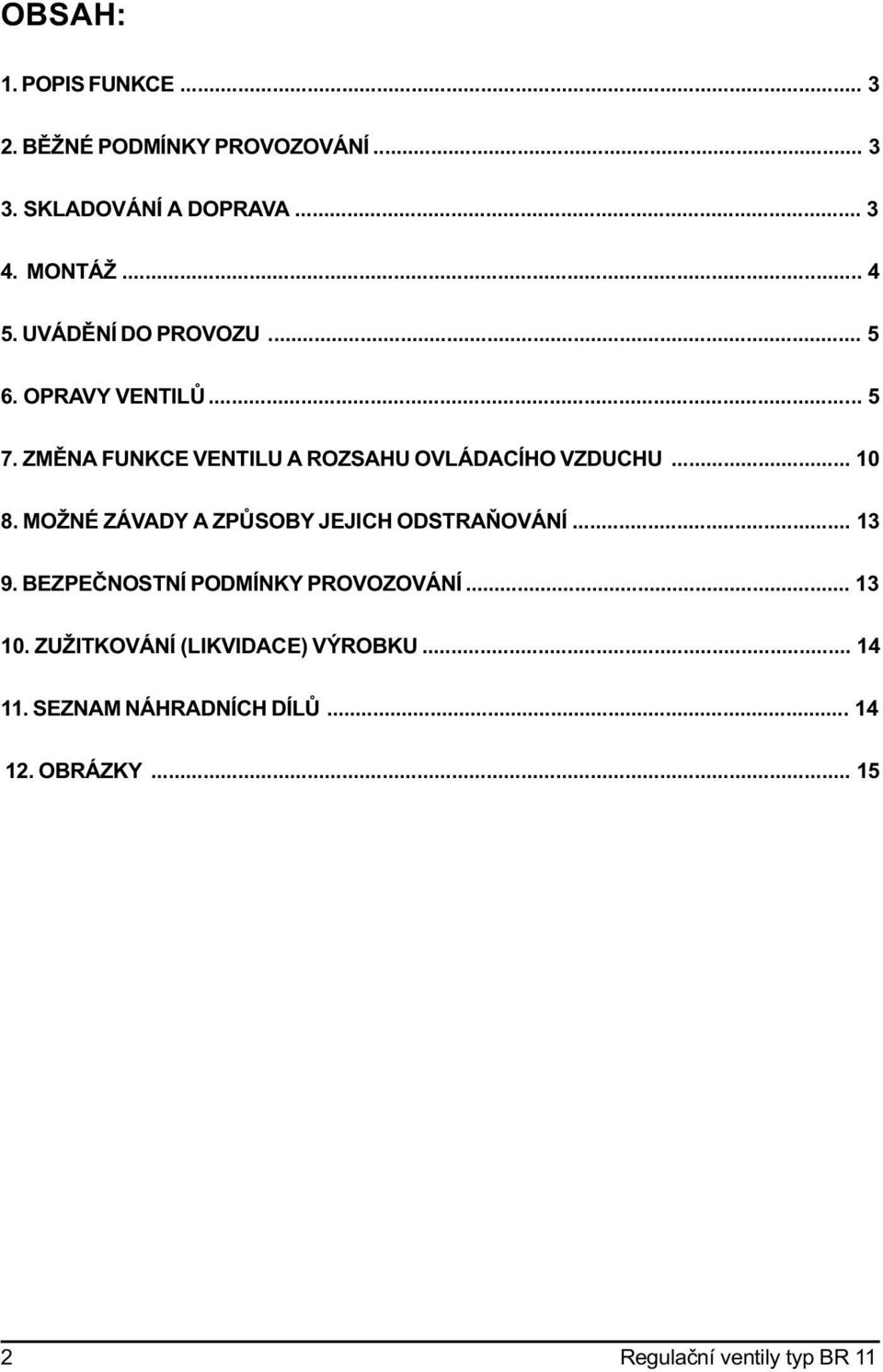 MOŽNÉ ZÁVADY A ZPÙSOBY JEJICH ODSTRAÒOVÁNÍ... 3 9. BEZPEÈNOSTNÍ PODMÍNKY PROVOZOVÁNÍ... 3 0.