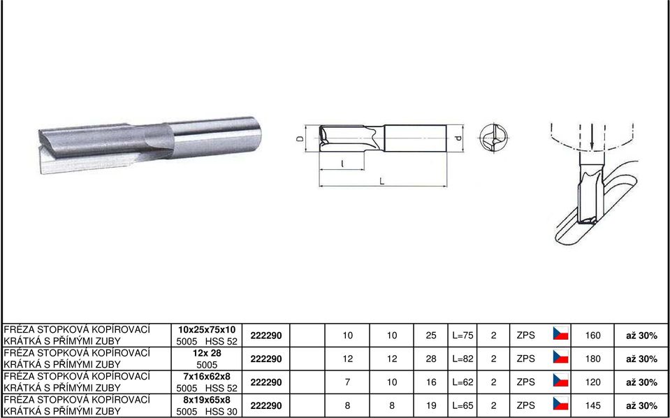 5005 HSS 52 12x 28 5005 7x16x62x8 5005 HSS 52 8x19x65x8 5005 HSS 30 222290 10 10 25 L=75 2 ZPS 160 až