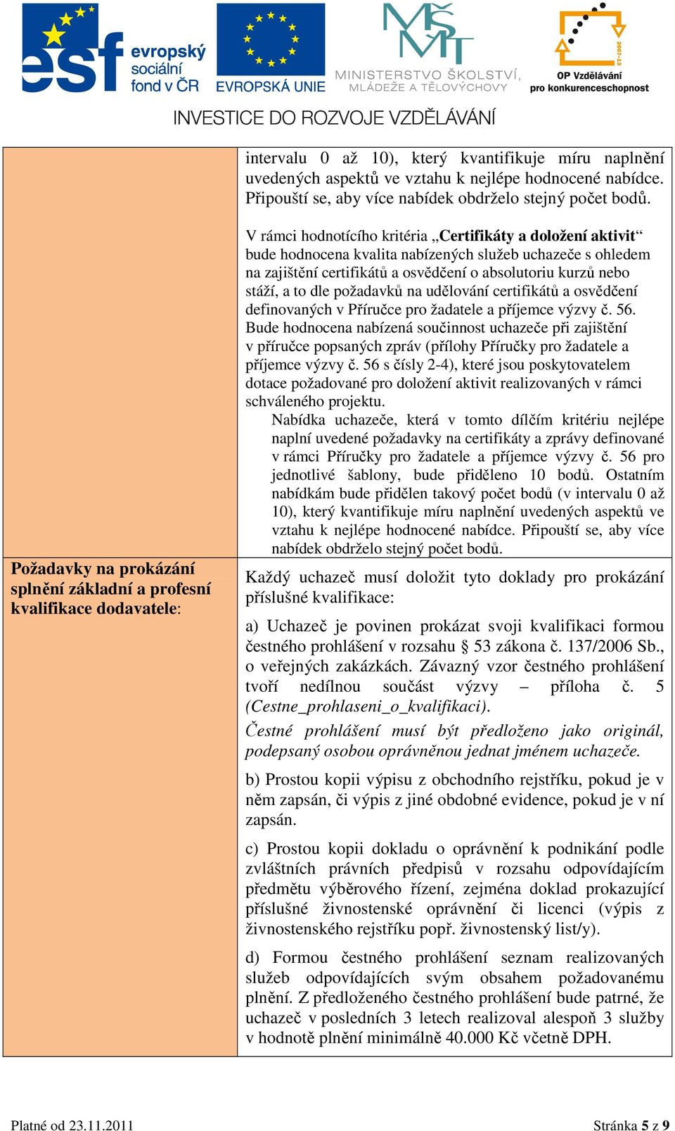 zajištění certifikátů a osvědčení o absolutoriu kurzů nebo stáží, a to dle požadavků na udělování certifikátů a osvědčení definovaných v Příručce pro žadatele a příjemce výzvy č. 56.