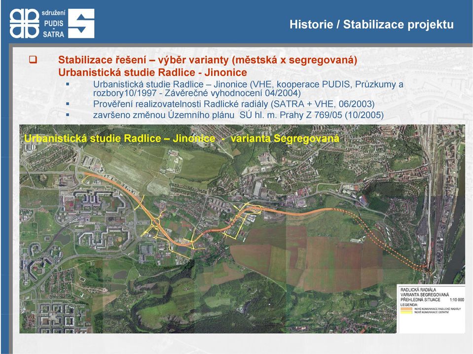 Závěrečné vyhodnocení 04/2004) Prověření realizovatelnosti Radlické radiály (SATRA + VHE, 06/2003) završeno