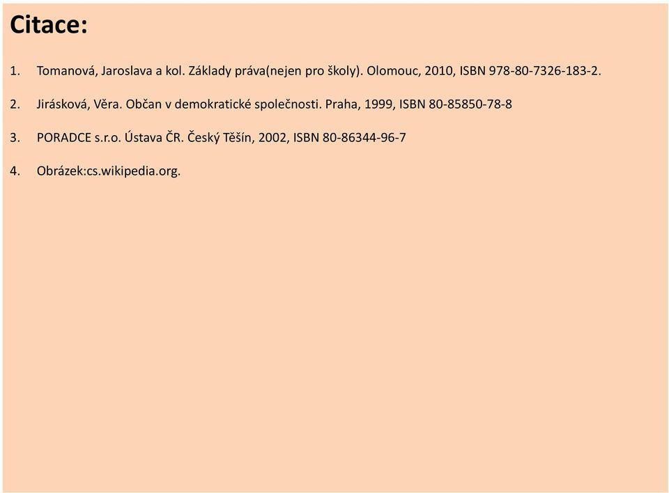 Občan v demokratické společnosti. Praha, 1999, ISBN 80-85850-78-8 3.