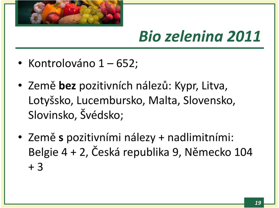 Slovensko, Slovinsko, Švédsko; Země s pozitivními nálezy +