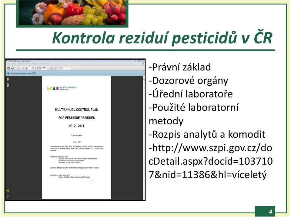 laboratorní metody -Rozpis analytů a komodit