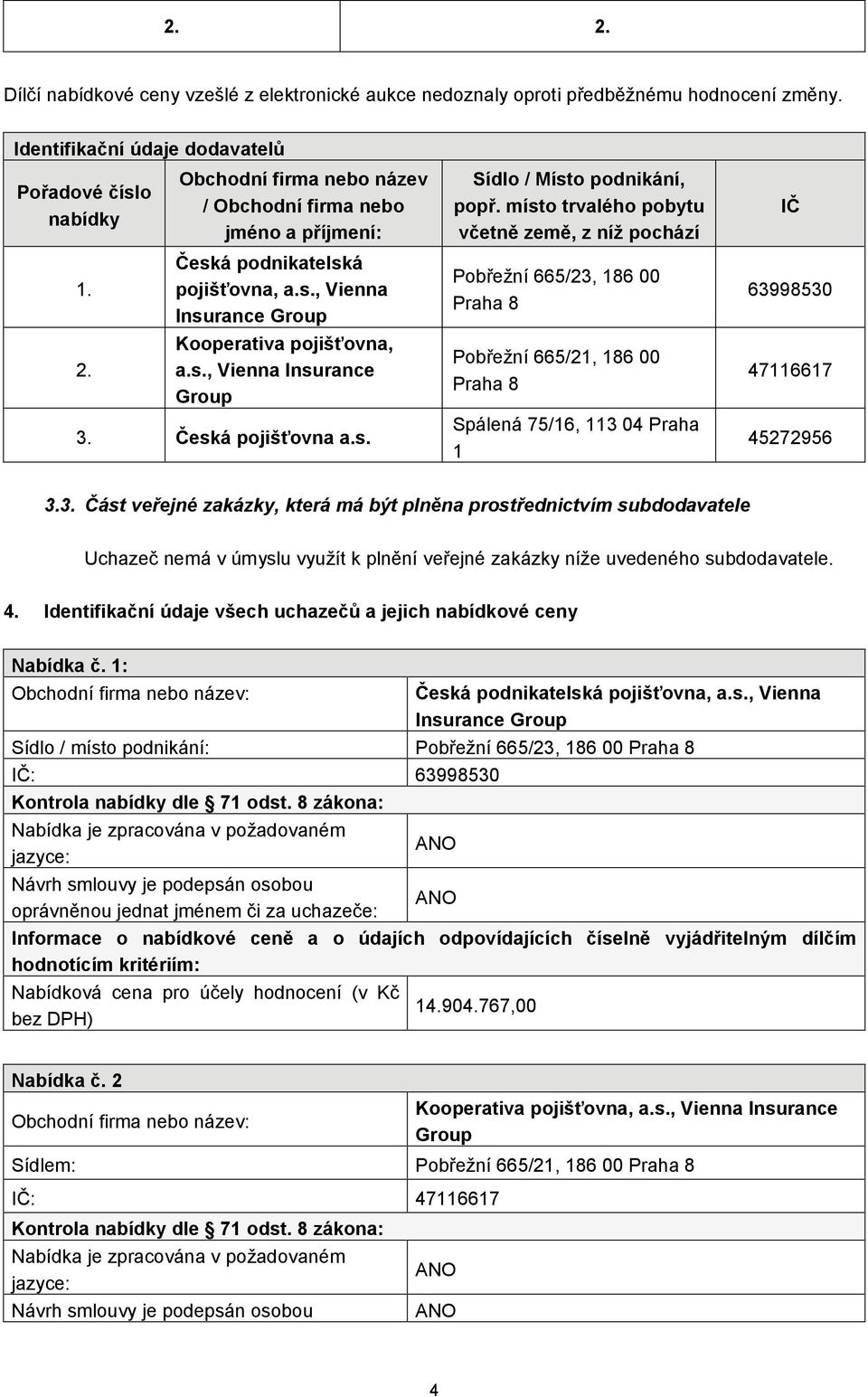 místo trvalého pobytu včetně země, z níž pochází Pobřežní 665/23,