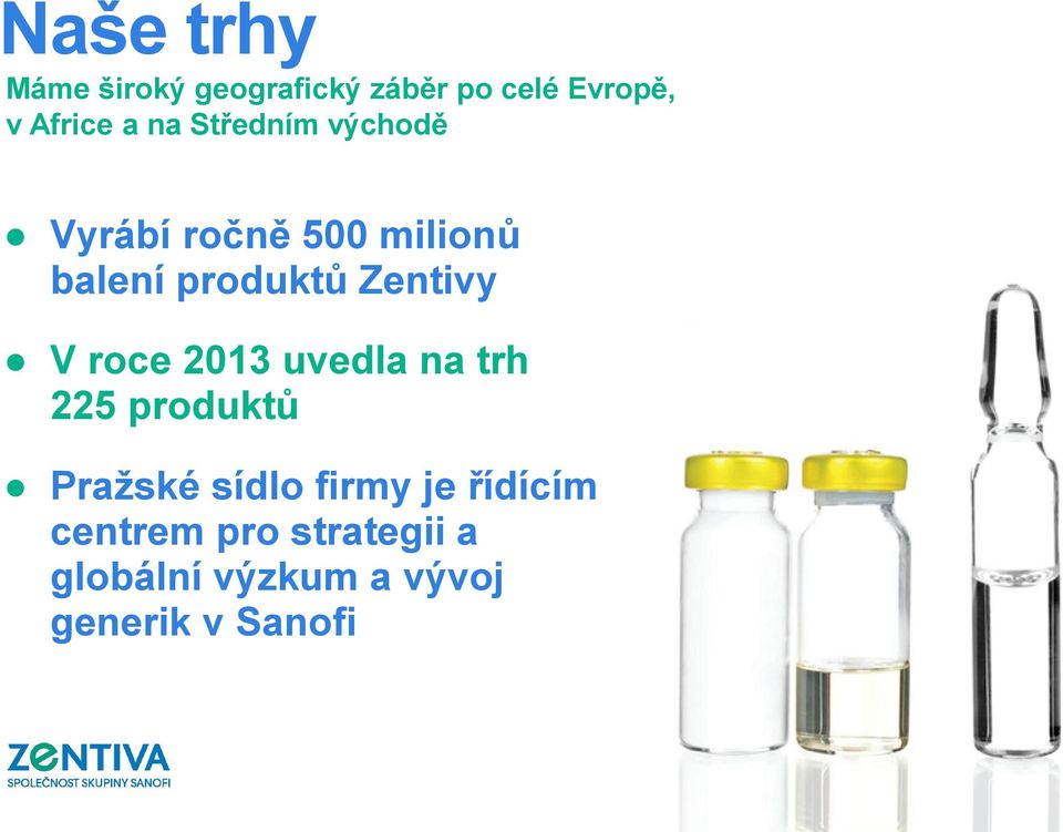 Zentivy V roce 2013 uvedla na trh 225 produktů Pražské sídlo firmy