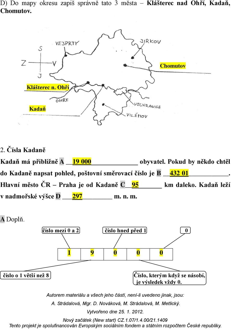 Pokud by někdo chtěl do Kadaně napsat pohled, poštovní směrovací číslo je B 432 01.