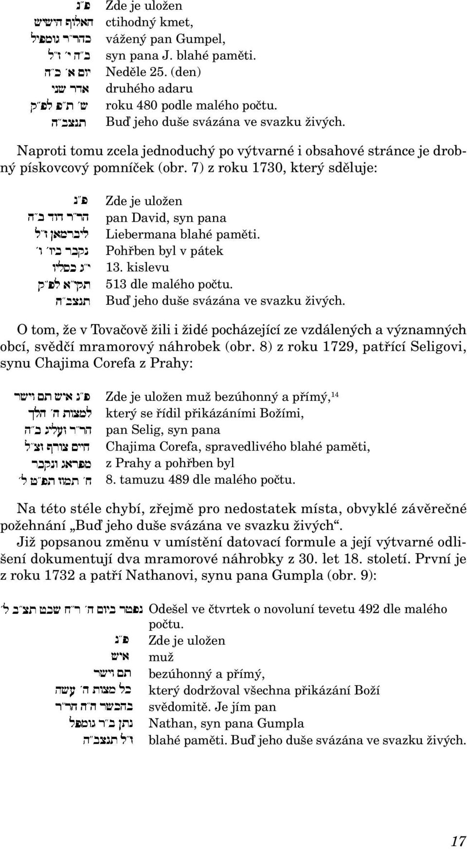 Pohřben byl v pátek 13. kislevu 513 dle malého počtu. Buď jeho duše svázána ve svazku živých.