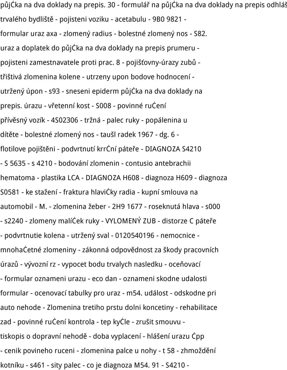 formular uraz axa - zlomený radius - bolestné zlomený nos - S82. - PDF  Stažení zdarma