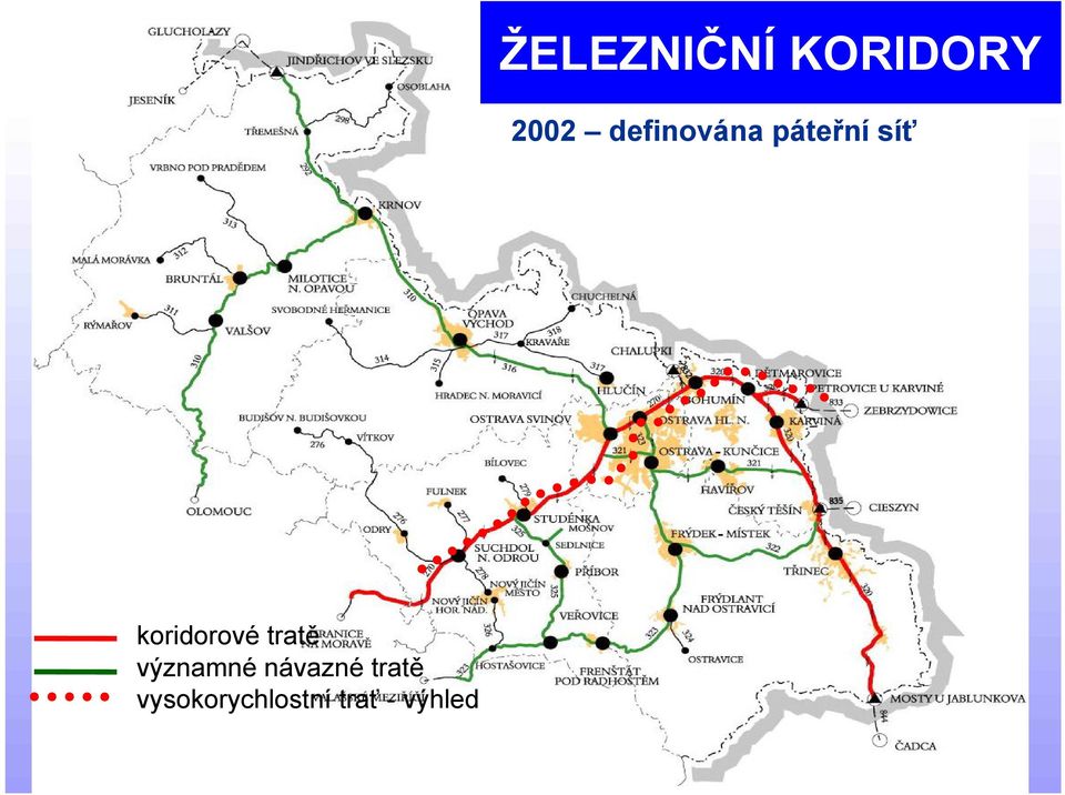 koridorové tratě významné