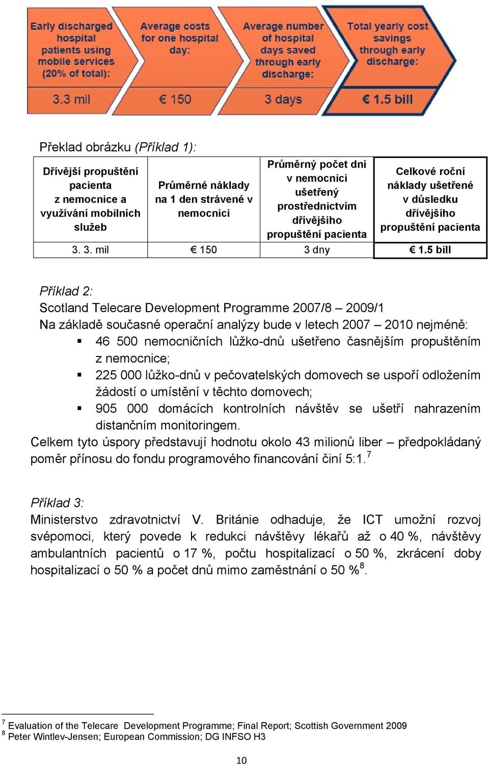 5 bill Příklad 2: Scotland Telecare Development Programme 2007/8 2009/1 Na základě současné operační analýzy bude v letech 2007 2010 nejméně: 46 500 nemocničních lůžko-dnů ušetřeno časnějším