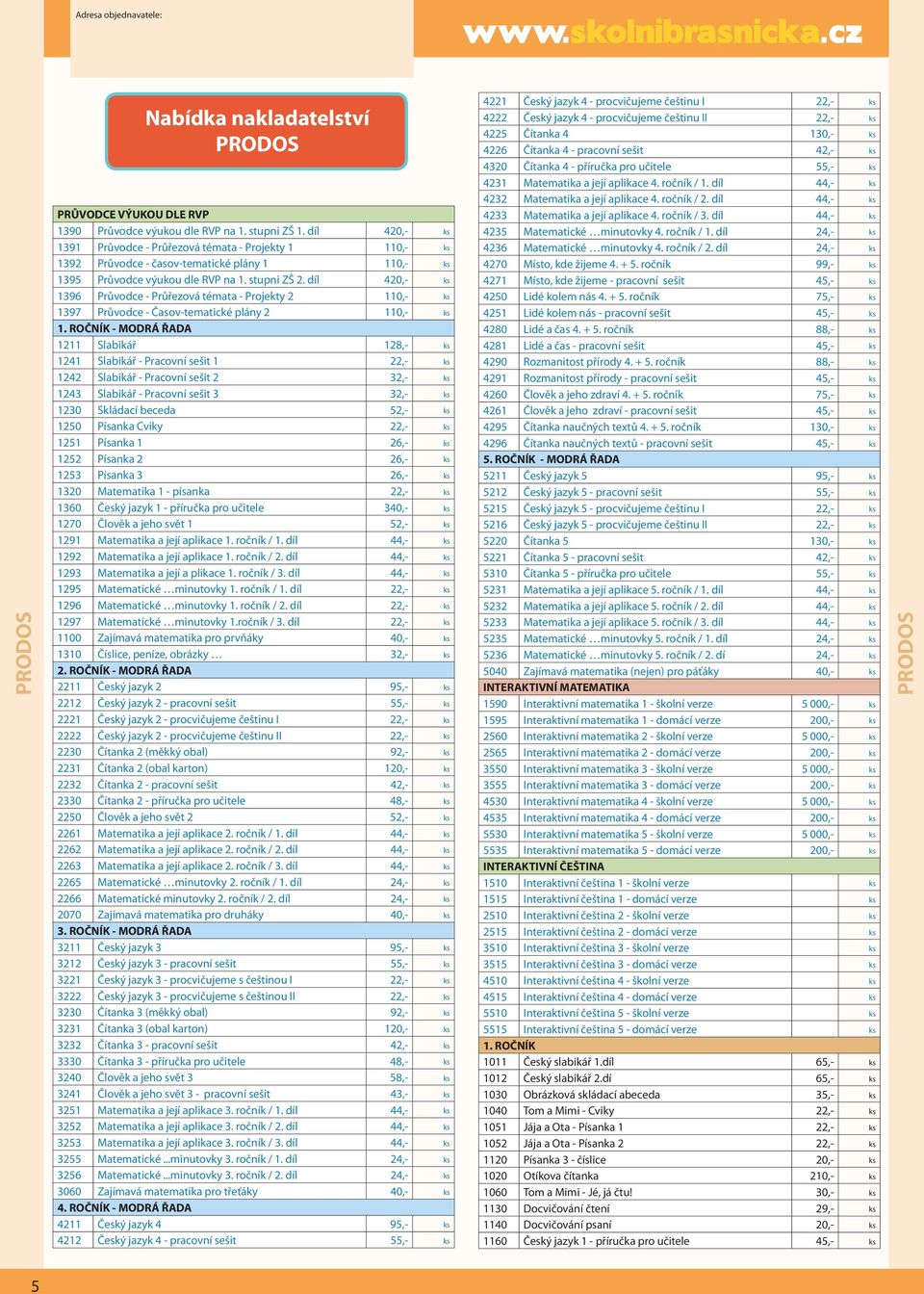 díl 420,- ks 1396 Průvodce - Průřezová témata - Projekty 2 110,- ks 1397 Průvodce - Časov-tematické plány 2 110,- ks 1.