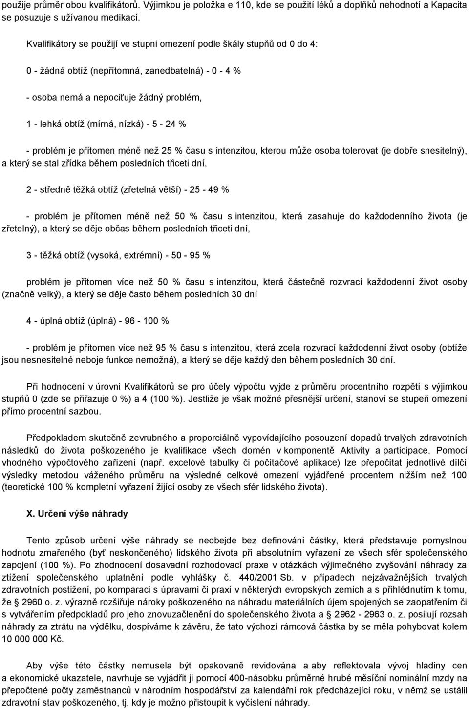 5-24 % - problém je přítomen méně než 25 % času s intenzitou, kterou může osoba tolerovat (je dobře snesitelný), a který se stal zřídka během posledních třiceti dní, 2 - středně těžká obtíž (zřetelná