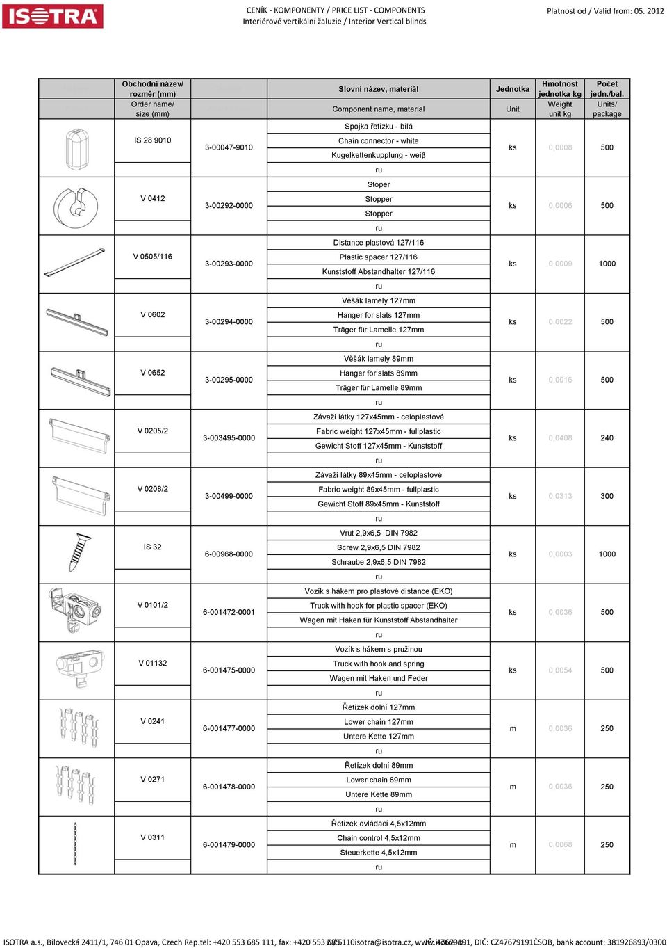 127/116 Plastic spacer 127/116 Kunststoff Abstandhalter 127/116 Věšák lamely 127mm Hanger for slats 127mm Träger für Lamelle 127mm Věšák lamely 89mm Hanger for slats 89mm Träger für Lamelle 89mm