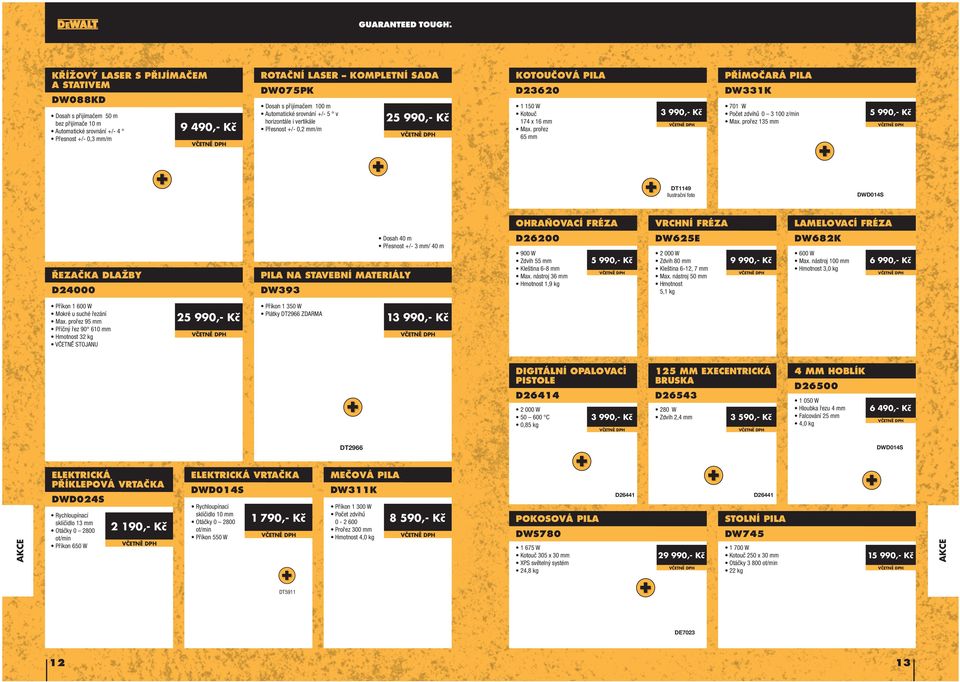 prořez 65 mm 3 990,- Kč DT1149 Ilustrační foto PŘÍMOČARÁ PILA DW331K 701 W Počet zdvihů 0 3 100 z/min Max.