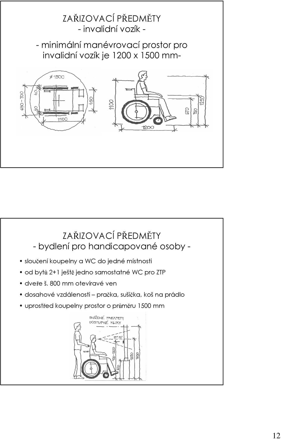 do jedné místnosti od bytů 2+1 ještě jedno samostatné WC pro ZTP dveře š.