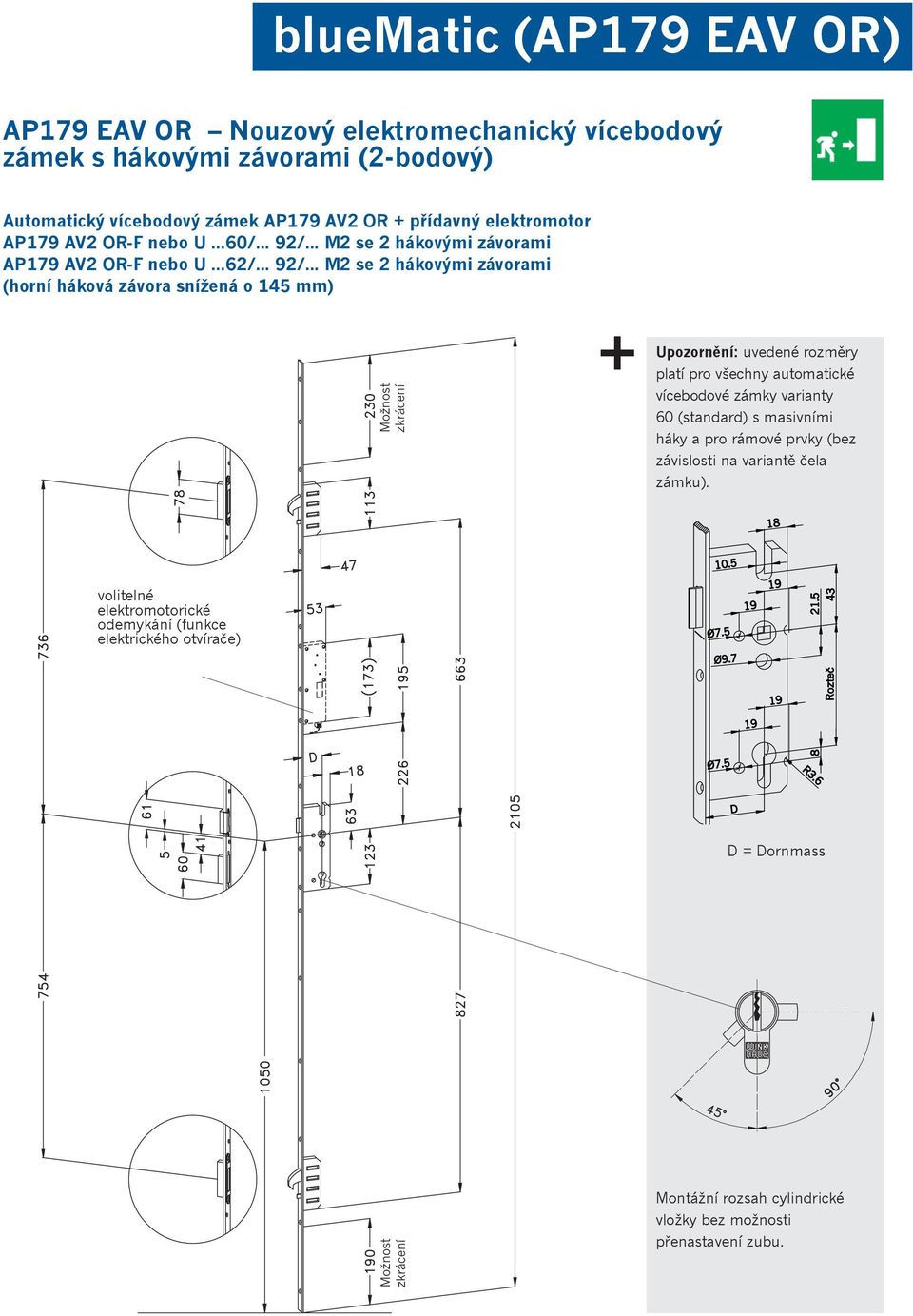 .. M2 se 2 hákovými závorami AP179 AV2 OR-F nebo U...62/... 92/.