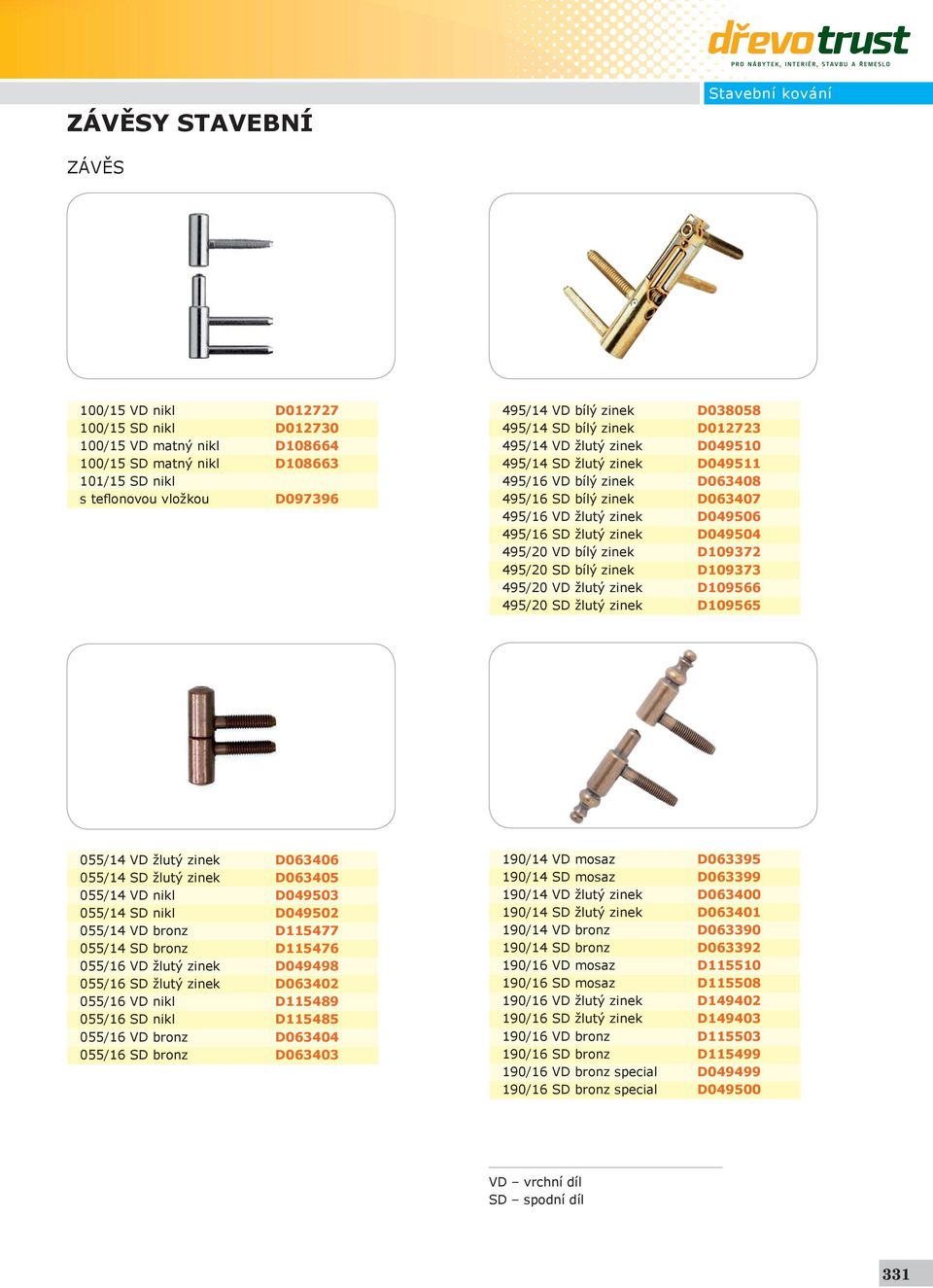 495/16 SD žlutý zinek D049504 495/20 VD bílý zinek D109372 495/20 SD bílý zinek D109373 495/20 VD žlutý zinek D109566 495/20 SD žlutý zinek D109565 055/14 VD žlutý zinek D063406 055/14 SD žlutý zinek