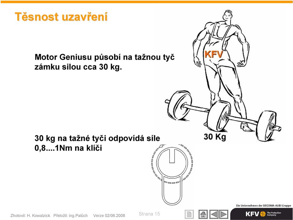 30 kg na tažné tyči odpovídá síle 0,8.