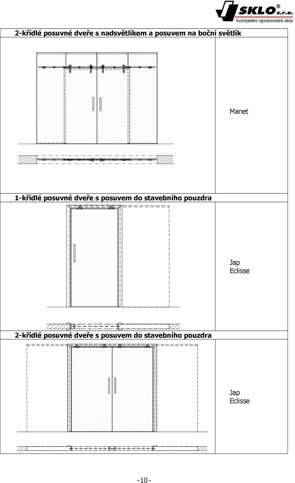 do stavebního pouzdra Jap Eclisse 2-křídlé posuvné