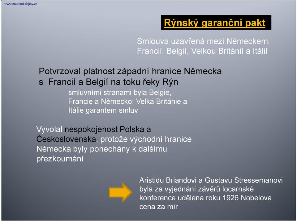 garantem smluv Vyvolal nespokojenost Polska a Československa, protože východní hranice Německa byly ponechány k dalšímu