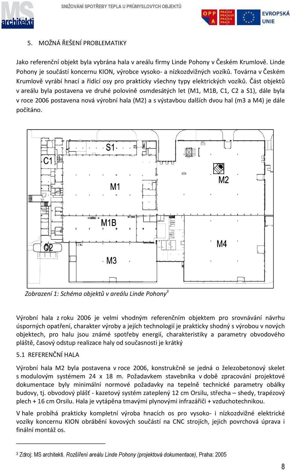 Část objektů v areálu byla postavena ve druhé polovině osmdesátých let (M1, M1B, C1, C2 a S1), dále byla v roce 2006 postavena nová výrobní hala (M2) a s výstavbou dalších dvou hal (m3 a M4) je dále