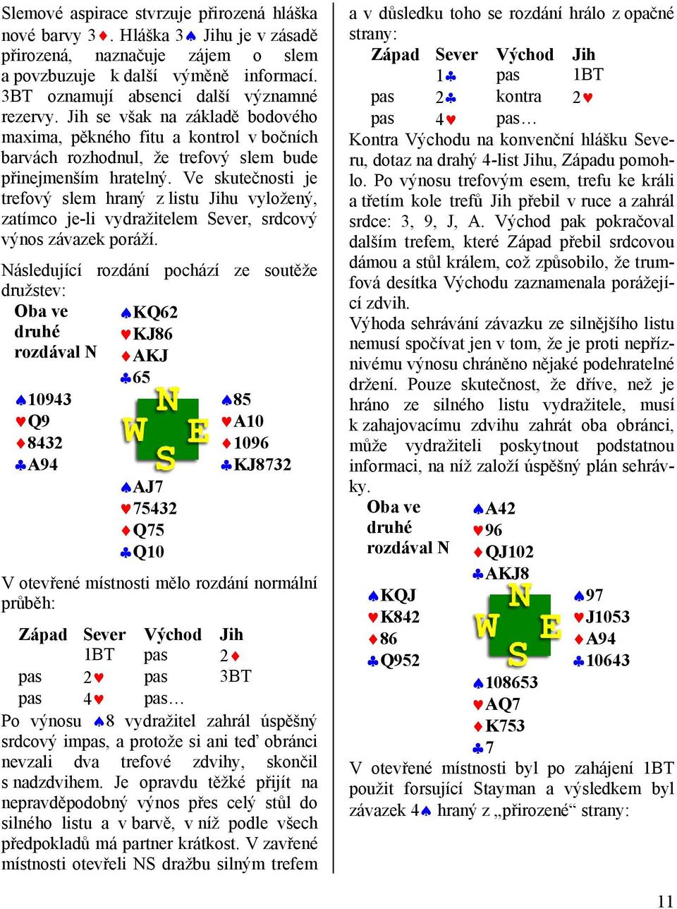 Ve skutečnosti je trefový slem hraný z listu Jihu vyložený, zatímco je-li vydražitelem Sever, srdcový výnos závazek poráží.