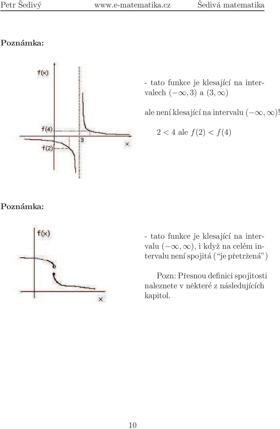 2 < 4 ale f(2) < f(4) Poznámka: - tato funkce je klesající na intervalu (, ), i