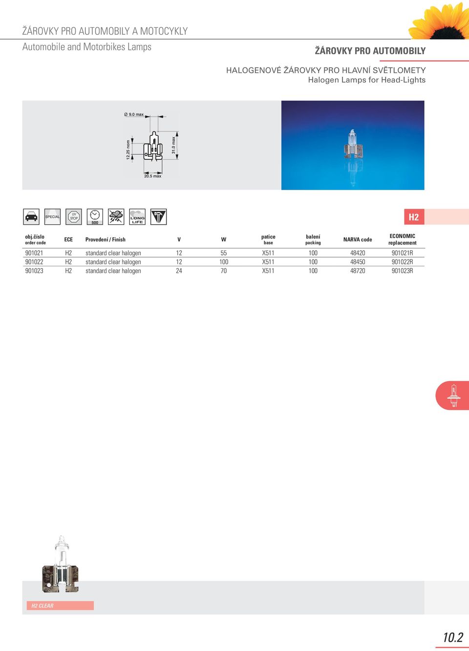 standard clear halogen 12 55 X511 100 48420 901021R 901022 H2 standard clear halogen 12